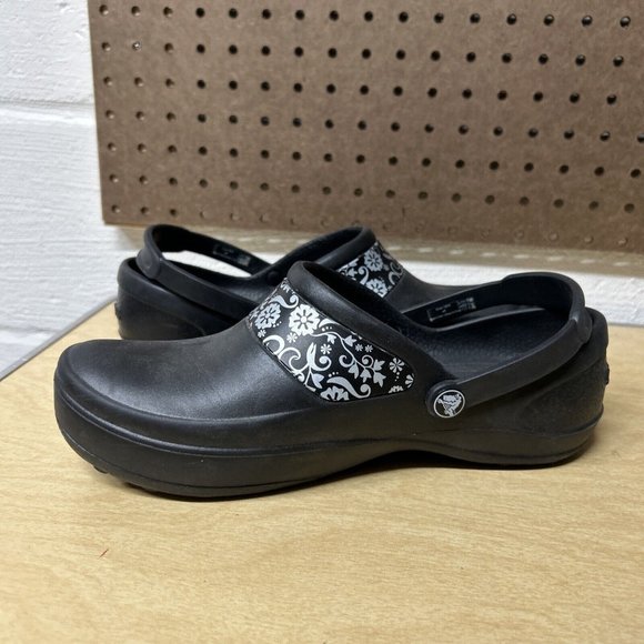 Crocs Women's Mercy 10876 Slip On Casual Floral Black Clogs Size US 8 - Picture 6 of 9